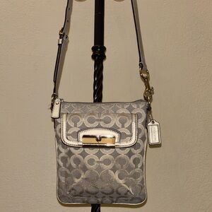 Coach Silver Metallic Crossbody Bag ~ Medium-Sized